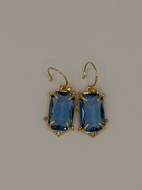 Brand New Alexis Bittar Imperial Blue Noir Baguette Drop Earrings